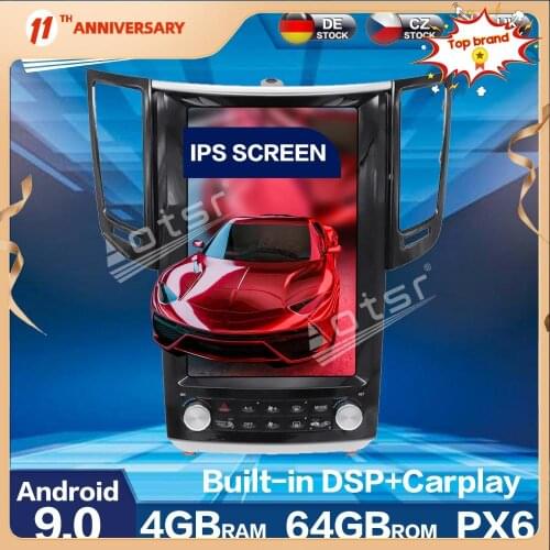 Aotsr Tesla PX6 Android 9.0 4+64GB Car Radio Player GPS Navigation HD Multimedia Carplay + DSP For Infiniti QX70 FX25 FX35 FX37
