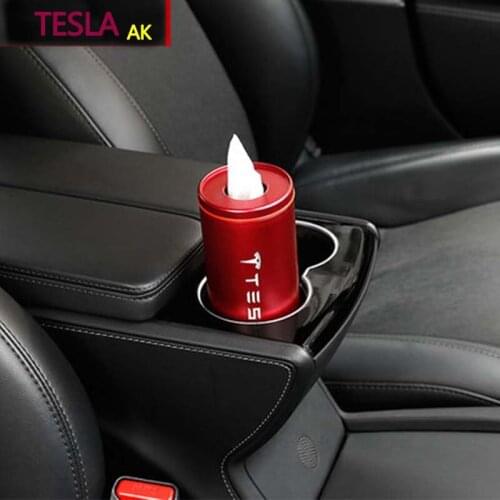 Car Cup Holder Cylinder Tissue Box Paper Towels Tube For TESLA MODEL X S 3Aluminum Alloy Tissue Tube Auto Supplies accessories
