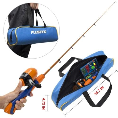 PLUSINNO Kids Fishing Pole,Portable Telescopic Fishing Rod and Reel Full Kits, Spincast Youth Fishing Pole Fishing Gear for Kids
