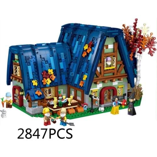 Disney Fairy tale scene Elf house mini block princess Snow White and the Seven Dwarfs building brick witch figures toy for gifts
