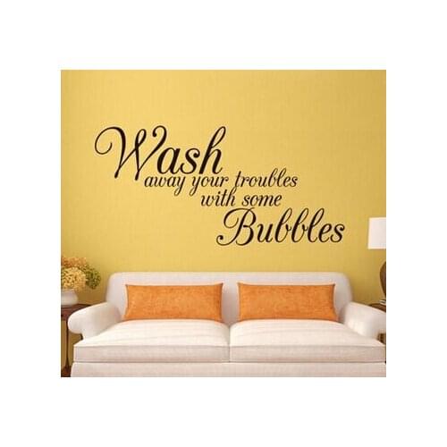 DIY Wall Sticker Lettering With Wash Away Your Troubles Waterproof Removable Vinyl Wall Art Decal Sticker Decoration Mural Decal
