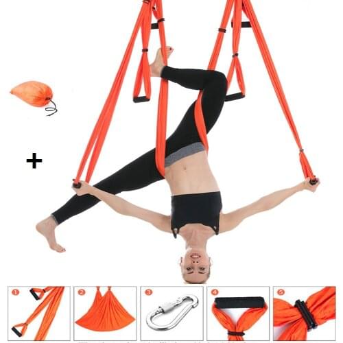 Aerial Yoga Hammock Flying Swing Trapeze Anti-gravity Yoga Hammock 6 Handles Strap Sports Exercises Device Home Gym Hanging Belt
