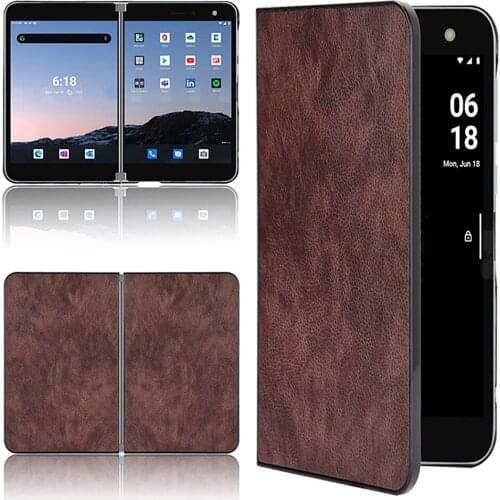 Leather Sleeve Phone Case Cover Lychee Pattern Protective Shell for Microsoft Surface Duo Phone Accessories