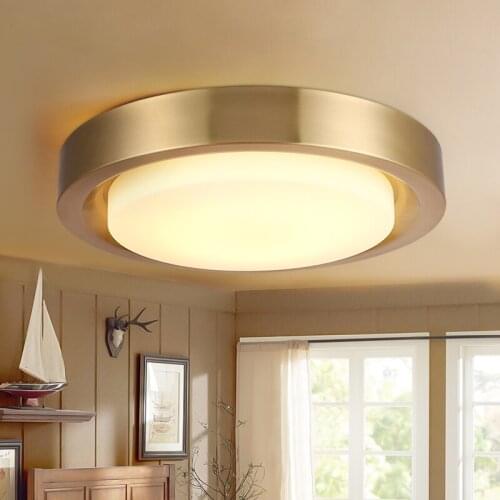 Hallway round copper ceiling lamp modern glass shade brass porch Light for balcony aisle led ring light corridor lamp lamparas