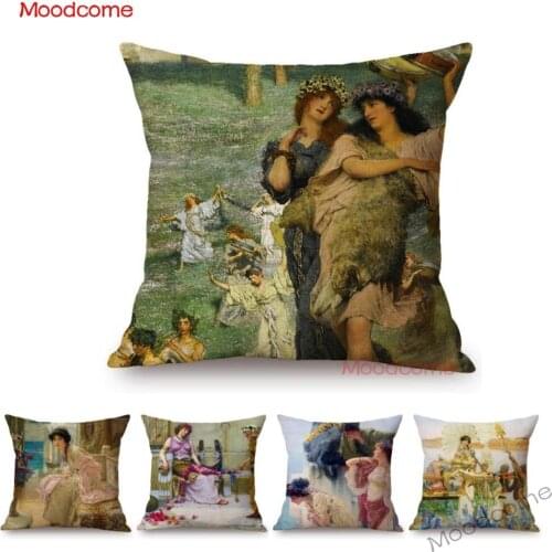 Lawrance Alma Tadema Famous Oil Painting Ancient European Royal Luxury Life Decor Throw Pillow Case Angel Linen Cushion Cover