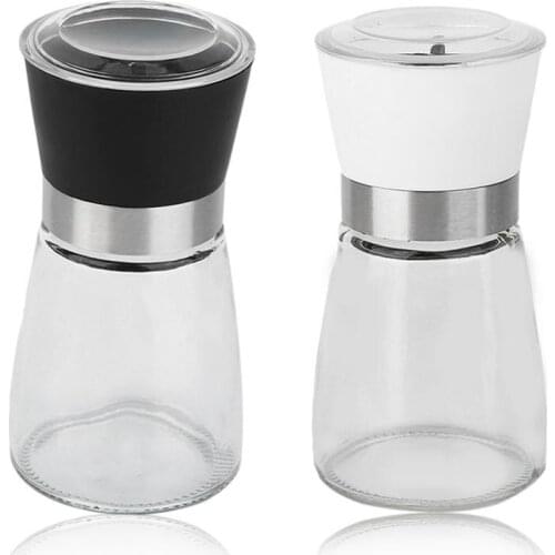 Hot Creative Home Kitchen Accessories Stainless Steel Glass Manual Pepper Salt Spice Mill Grinder Pepper Grinder Spice Container