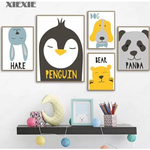 Cute Animals Faces Nursery Decor Canvas Painting New Baby Gift Wall Art Pictures Kids Room Home Decor Gallery Posters Prints