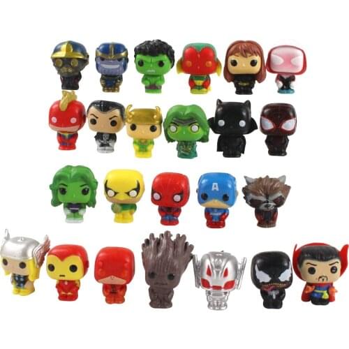 4-5cm 24pcs/Lot Avengers Q Version Captain America Hulk Venom Thor spiderman Deadpool Thanos PVC Superhero Mini Figure Model Toy