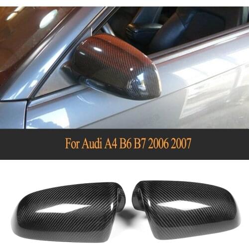Carbon Fiber Add on Car Side Mirror Covers Caps for Audi A4 B6 A4 B7 2006 2007 Without Side Assist