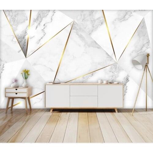 Bacal custom 3D wallpaper mural modern geometric abstract jazz white marble living room bedroom background wall huda beauty