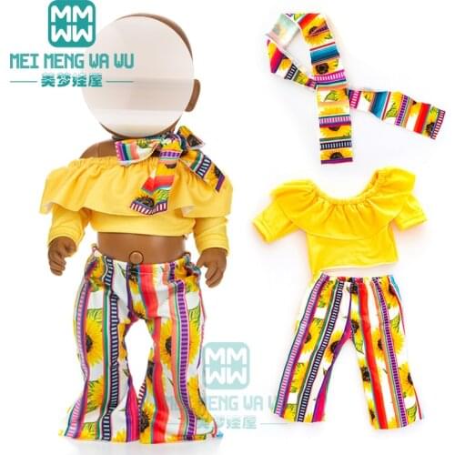 Clothes for doll fit 43cm baby new born doll Yellow national leisure suit