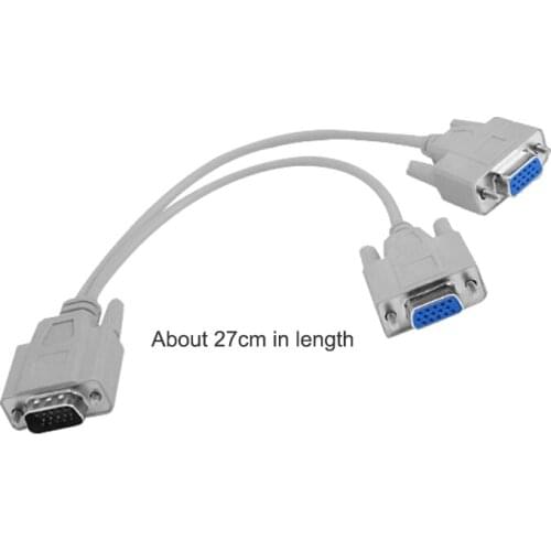 15 Pin VGA Male to 2 Female Y Video Cable SVGA Monitor Adapter Extension Converter Lead VGA Splitter for PC TV Projectors