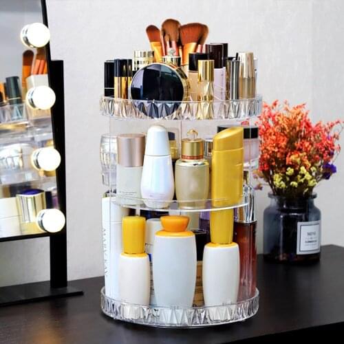 Plastic Clear Cosmetic Storage Organizer Rotatable Lipstick Skincare Holder Box
