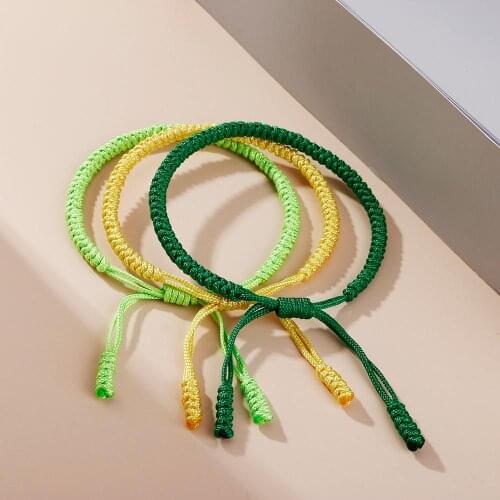 Tibetan Buddhism Braided Bracelet Lucky Rope Green String Bracelets Bangles Men Women Couple Wristband Fashion Hand Jewelry Gift