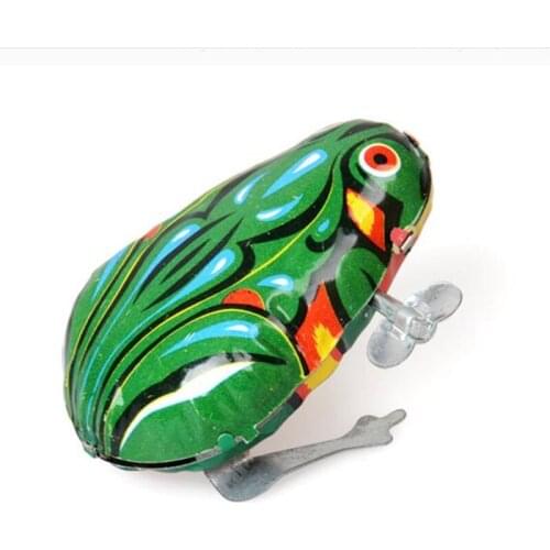 Factory direct children classic nostalgia clockwork toys color box on the chain iron frog