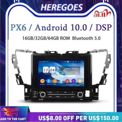 PX6 DSP Android 10.0 4GB RAM 64GB ROM Car DVD Player Wifi Bluetooth 5.0 RDS autoradio GPS map For Toyota Alphard 2015 2016 2017