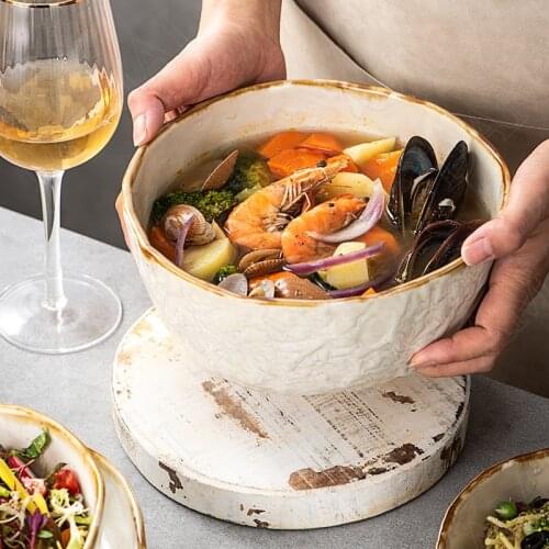 Relief Ceramic Plate Creativity Western Steak Dish Dining Table Breakfast Bread Plates European Retro Home Kitchen Tableware