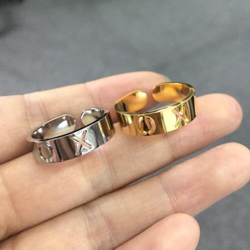 Chic Letter Xo Ring for Women Men Girls Hugs And Kisses Love Punk Opening Stainless Steel Adjustable Rings Couple Wedding Gifts