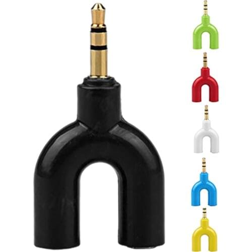 Headphone Audio Splitter U-Shaped 3Pin 3.5mm Jack To2 Dual Adapter for Tablet PC MP3 Phones