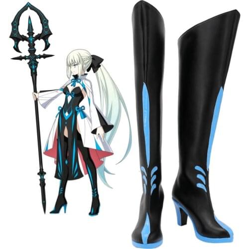 Fate Grand Order FGO Morgan Le Fay Cosplay Boots High Heel Black Shoes Custom Made