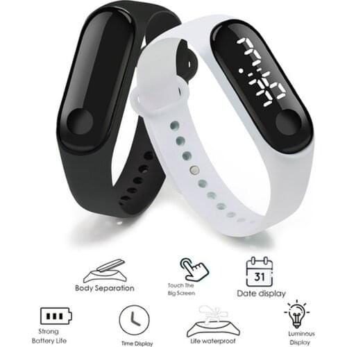 LED Electronic Luminous Sensor Watches Men Women Digital Silicone Strap Wristwatch Sports Yoga Bracelets Watches Kids Clocks A