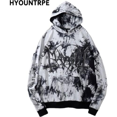 Irregular Tie-dyed Hooded Sweatshirts Casual Long Sleeve Hoodie Unisex Loose Skateboard Streetwear Pullovers Hip Hop Man Hoodies