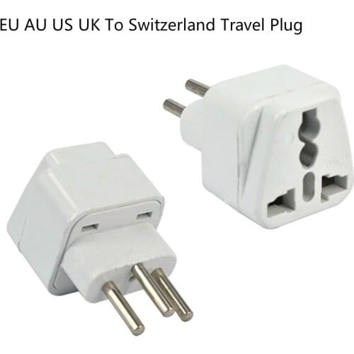 Universal EU AU US UK To Switzerland Travel Plug 3 Round Pin Adaptor Travel Adapter Electric Plugs Sockets Converter