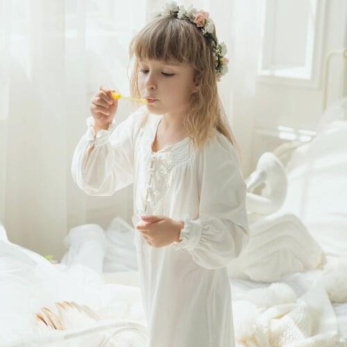 Spring &summer kids pijamas girls cotton spanish princess dress sleepingwear kids clothes girls 8 to12kids girls pajamas