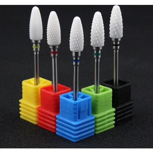 1Pcs 3/32'' Ceramic Nail Drill Bit Flame Shape UV Gel Polish Remove Electric Drill Manicure Pedicure File Tools