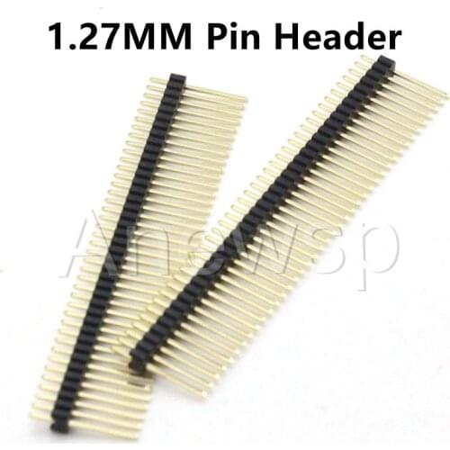 10PCS 1.27mm spacing single row Pin Header Connector Row Male 1*40P needle length 11mm gold plated