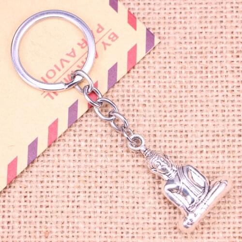 20pcs New Fashion Keychain 35*23 mm meditate buddha Pendants DIY Men Jewelry Car Key Chain Ring Holder Souvenir For Gift