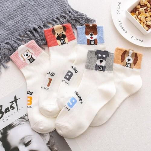 5pairs / lot Autumn Winter Women Socks Cute Short Harajuku Happy Funny Socks Lady Cartoon zapatos de mujer calcetines