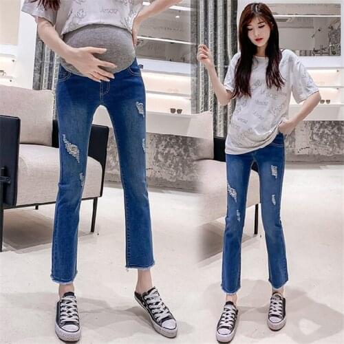 913# Maternity pants Spring Autumn Slimming Maternity Jeans Belly Support Pants Support Abdomen Maternity Trousers
