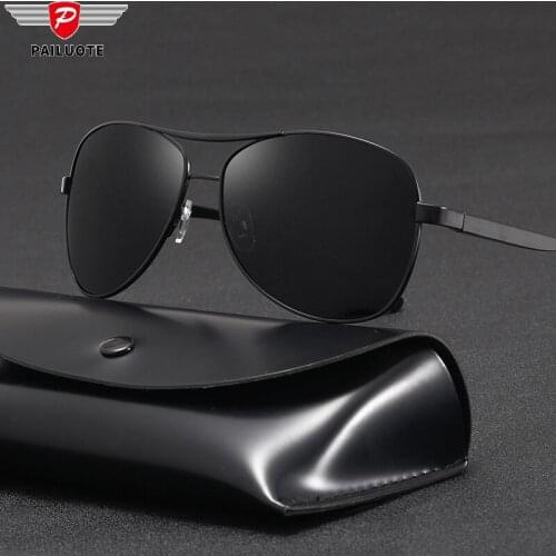 Aluminum Magnesium Frame Polarized Sunglasses for Men Driving Vintage Unti-UV400 Double Beam Classic Black Gun Zonnebril Heren