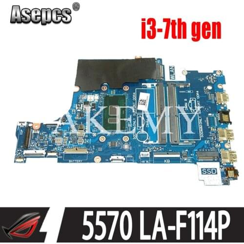For DELL Inspiron 15 5570 Laptop Motherboard CAL60 LA-F114P i3-7th gen CN-001YV2 001YV2 01YV2