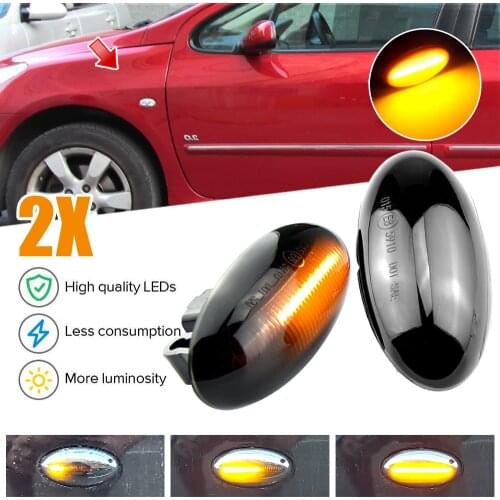 For Peugeot 307 206 407 107 607 1007 Citroen C1 C2 C3 C5 C6 Side Marker Light Dynamic LED Turn Signal Flashing Indicator Blinker