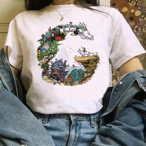 Harajuku T Shirt Women Studio Ghibli Totoro Miyazaki Ullzang Graphic T-shirt Funny Cartoon Tshirt Female Top Tee
