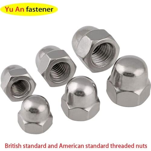 Acorn Nut 304 Stainless Steel Cover Type Nut American Cap Nut Inch Ball Nut 5Pcs