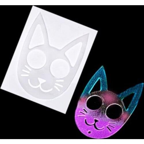 Glossy Self Defense Cat Keychain Silicone Mold Cat Head Pendant Resin Epoxy Craft Mold DIY Polymer Clay Resin Crafting Mould