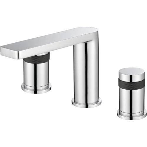 Chrome solid brass bathroom sink faucet Cold and hot water basin faucet Exquisite switch two handle three holes mixer faucet