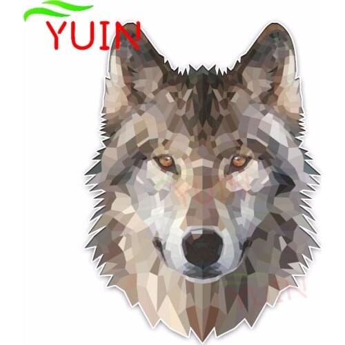 Interesting Lovely Wolf Head Cartoon Colored Car Sticker Art PVC Bumper Graphic Decoration High Quality Waterproof Decal 17*12cm