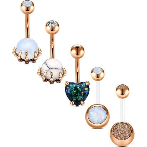 14G surgical steel Crystal belly button piercing ring flower belly ring bulk cute sexy navel piercing set navel ring