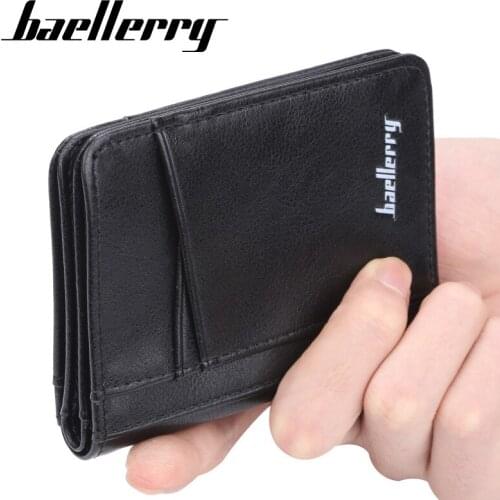 Baellerry Men Short Wallets Mini Money Bags Soft Leather Purse for Male Coin Pocket Card Holder Passcard Pocket porte monnaie