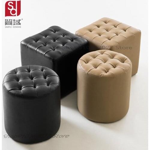 Leather Sofa Stool Shoe Changing Stool At The Door Bay Window Small Leather Pier Living Room Footstool Shoe Stool