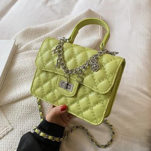 Small Quilted PU Leather Crossbody Bag with Short Handle for Women 2021 Summer Lady Purse and Handbag Trends Luxury Quality