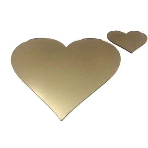 MEW Heart Design Placemats and Coasters - Golden Acrylic Mirror