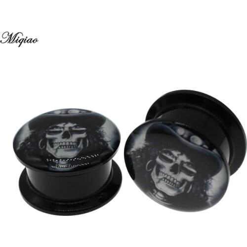 Miqiao 2pcs Trendy Black Face Acrylic Ear Expander Double Horn Ear Expander Human Body Piercing Jewelry Accessories