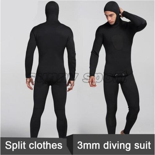 Large size new mens 3mm all black two piece swimsuit diving suit Free diving suit wetsuit Fishing and hunting Neoprene SBR