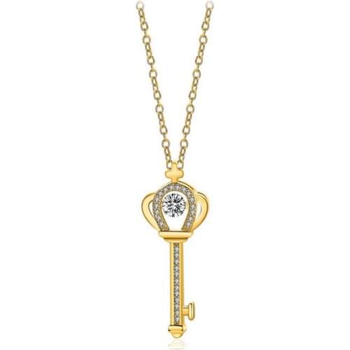 WQQCR New Products Egypt Ankh Key Pendant Necklace Life 18 Gold Bling Rhinestone Retro Fashion Hip Hop Jewelry