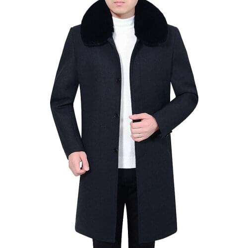 Autumn Winter Mens Wool Coat Solid Long Sleeve Woolen Cloth Jackets Fleece Men Overcoat Streetwear Fashion Trench Coat Outerwear